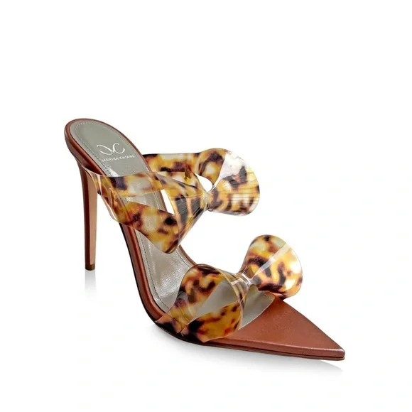 ❤️Monika Chiang Klara Brown Leather & Tortoise PVC Sandals - Picture 2 of 12